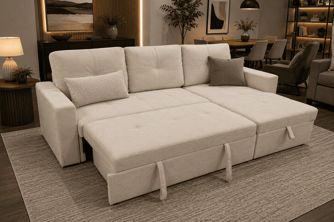 L-Shape Convertible Sleeper Sectional Sofa Bed