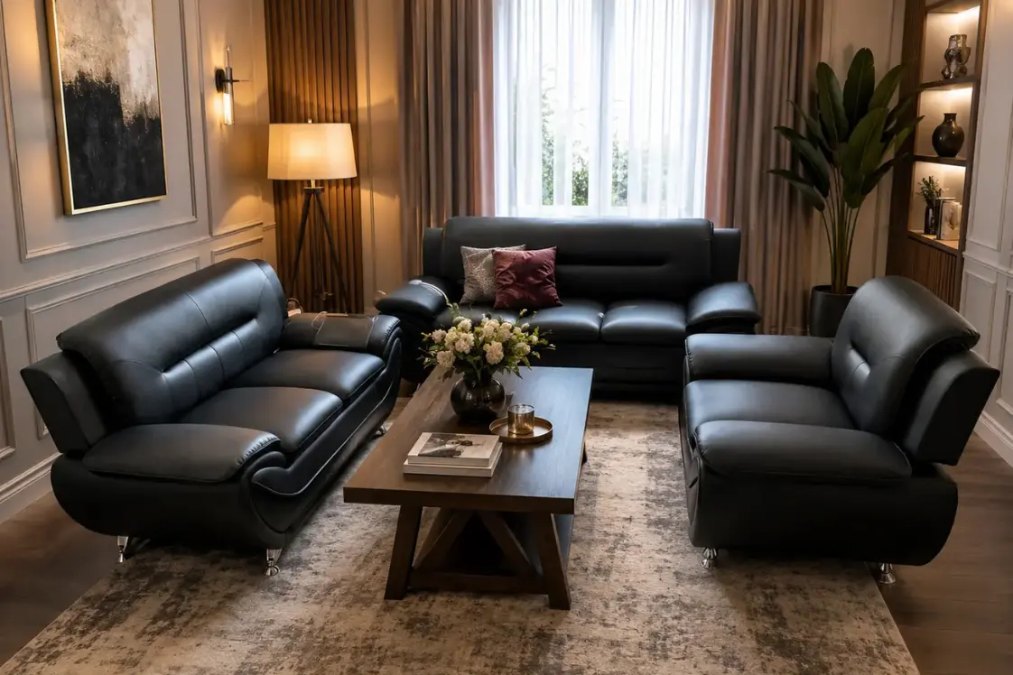 Modern 3-Piece Faux Leather Sofa Set