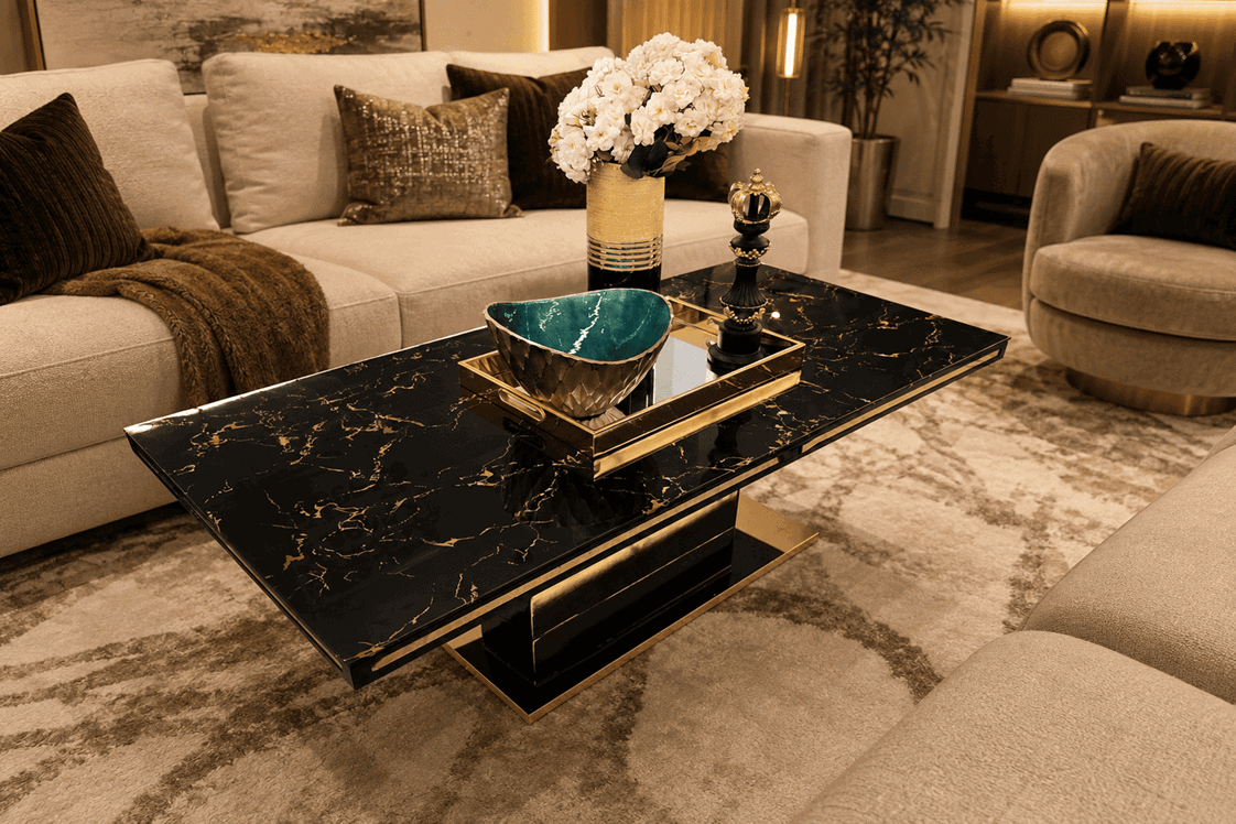 Luxury Black Marble Coffee Table