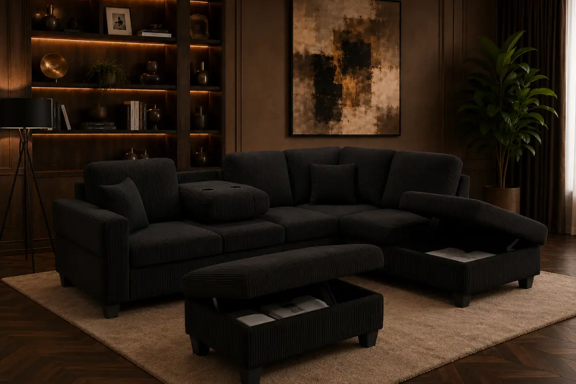 2510 Reversible Corduroy Sectional Sofa Set - Image 3