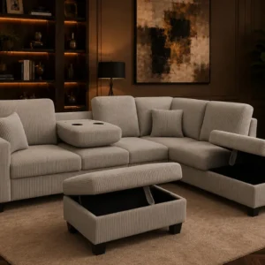 2510 reversible corduroy sofa set Grey