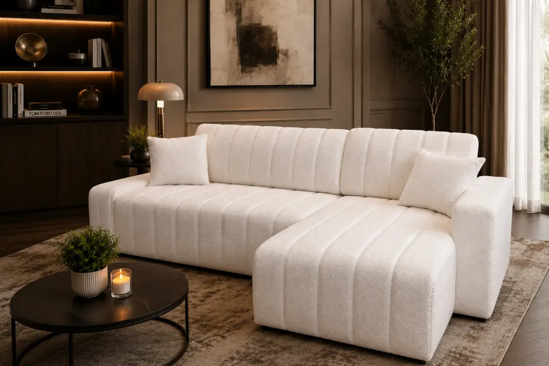 Modern Teddy Fabric Left-Chaise Sectional Sofa