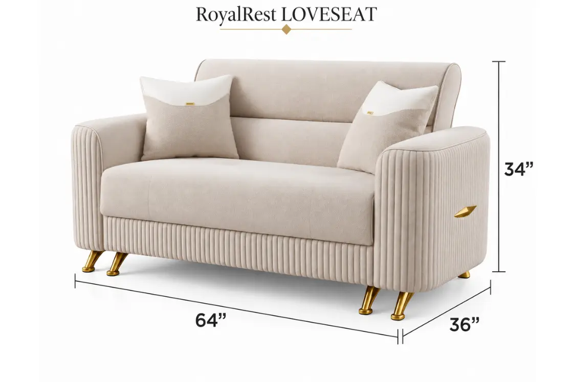 Velvet 3-Piece Sofa Set with Gold Accents 4