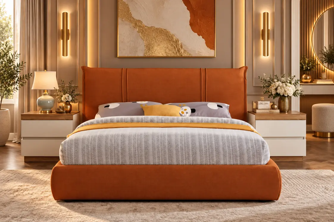 Modern Chenille Upholstered Platform Bed
